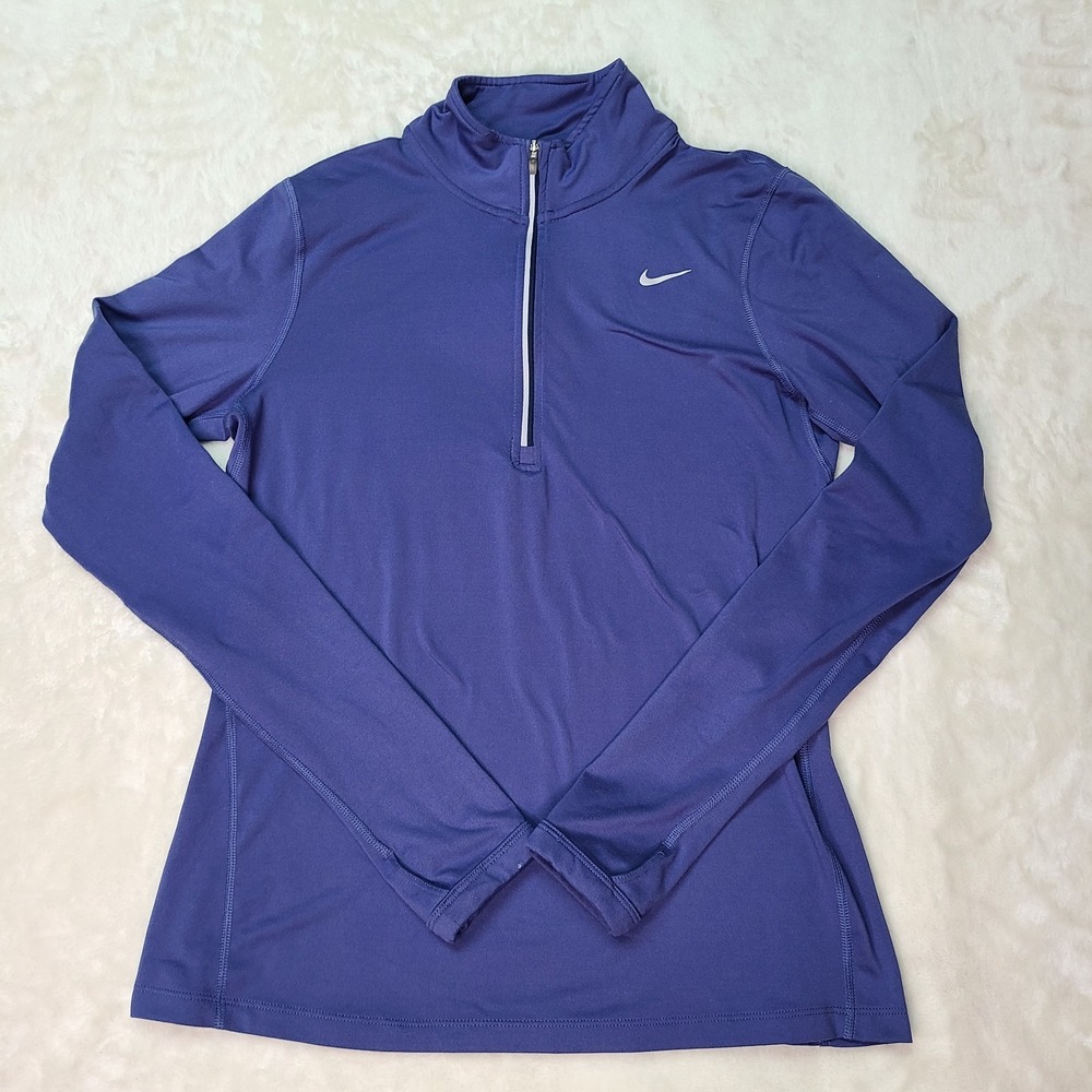 Nike Dri-FIT Element Half Zip Running Top Purple Long Sleeve Womens Small